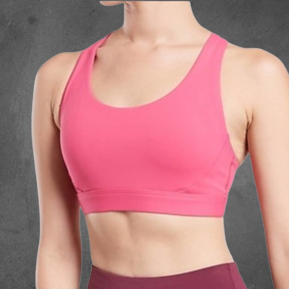 Athleta Pink Sports Bra Supportive Stylish Activewear Workout Stretchy Size S